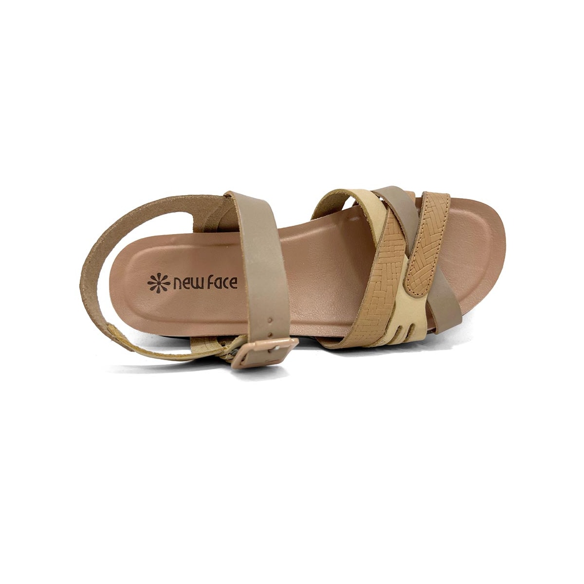 Sandália New Face Conforto De Couro 36754 Rosa Off Mix