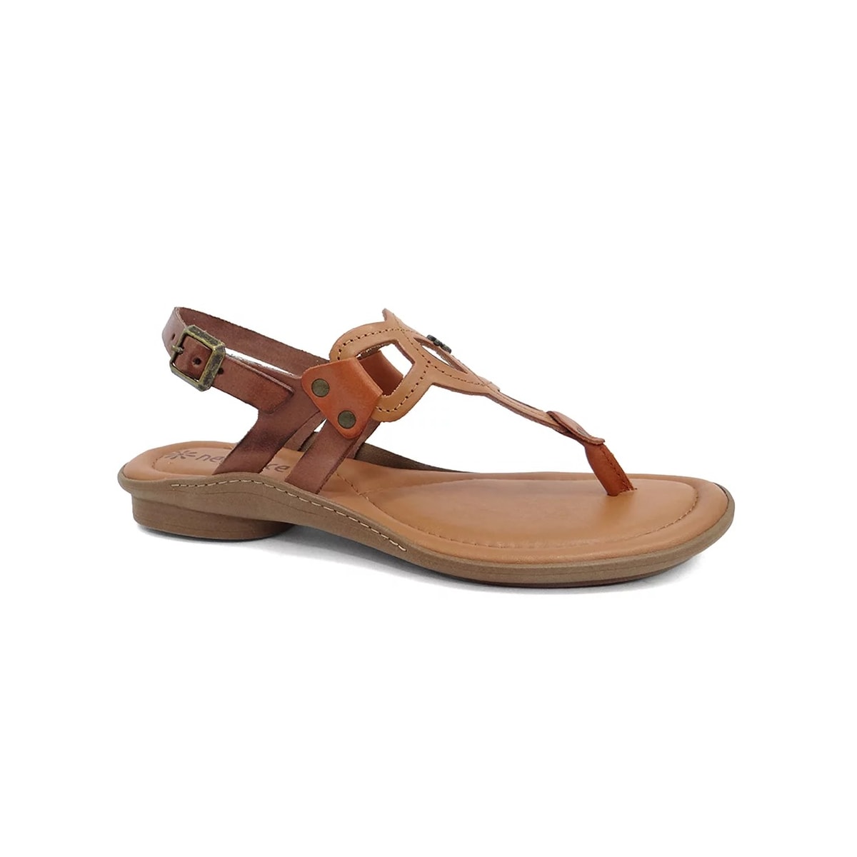 Sandália New Face Conforto de Couro 37338 Mel New Multimix Sandália New Face Conforto de Couro 37338 Mel New Multimix