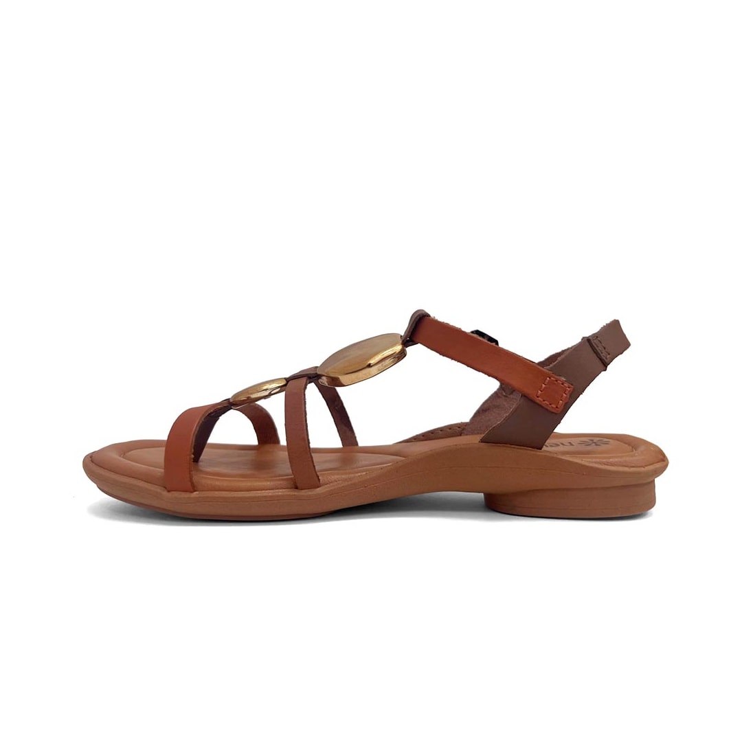 Sandália New Face Conforto De Couro 37370 Damasco