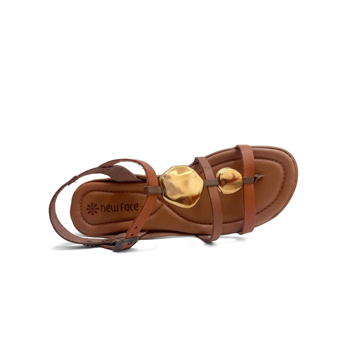 Sandália New Face Conforto De Couro 37370 Damasco
