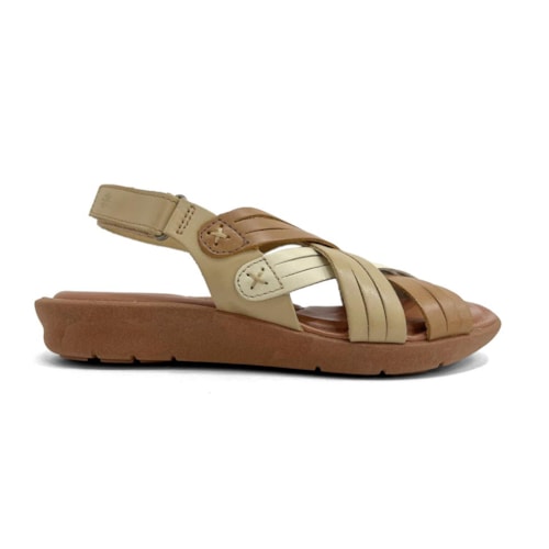 Detalhe - Sandália New Face Conforto De Couro 39508 Nuts Color