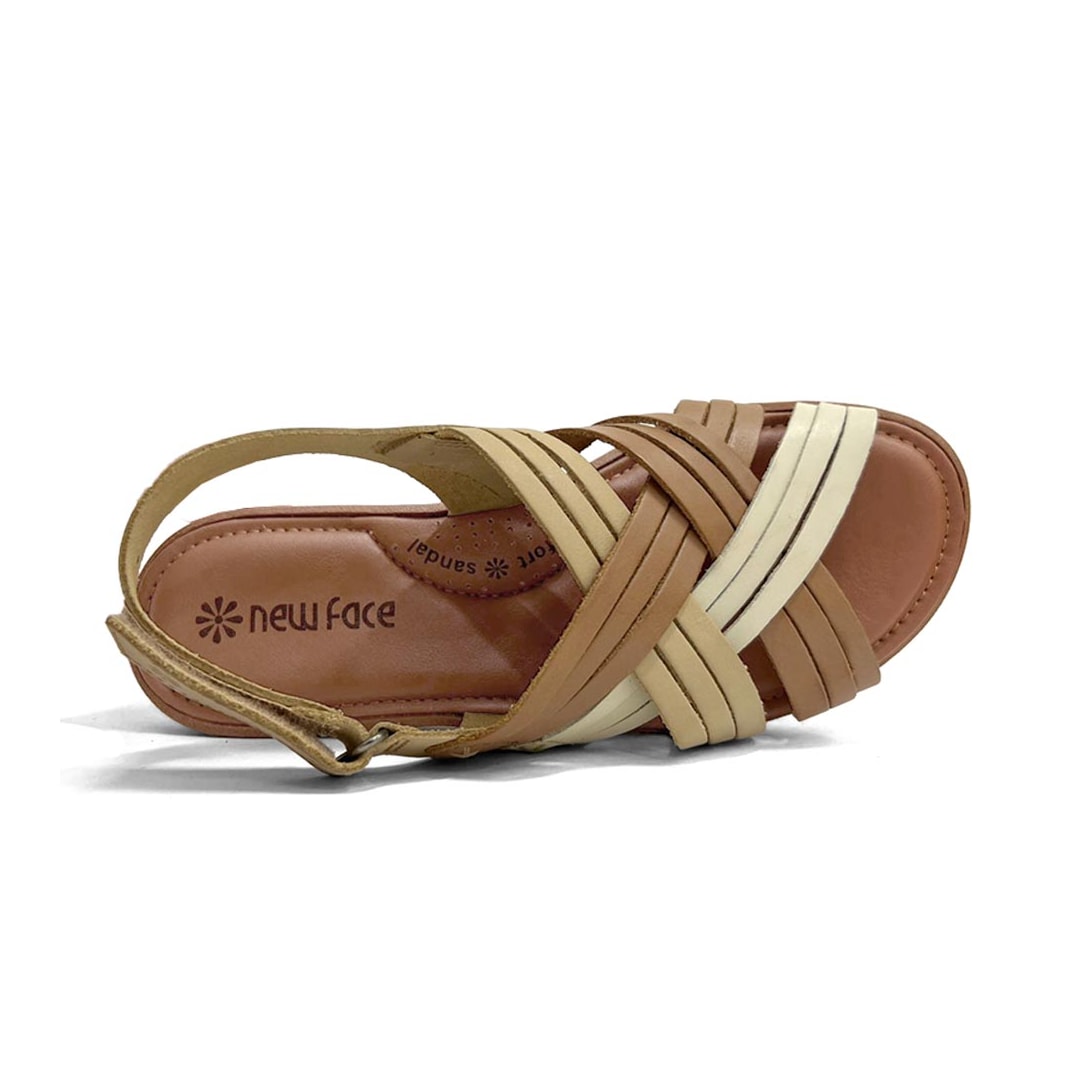 Sandália New Face Conforto De Couro 39508 Nuts Color