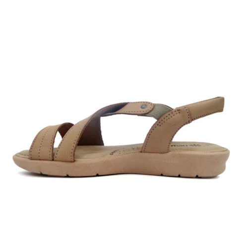 Detalhe - Sandália New Face Rasteira De Couro 39511 Amarula