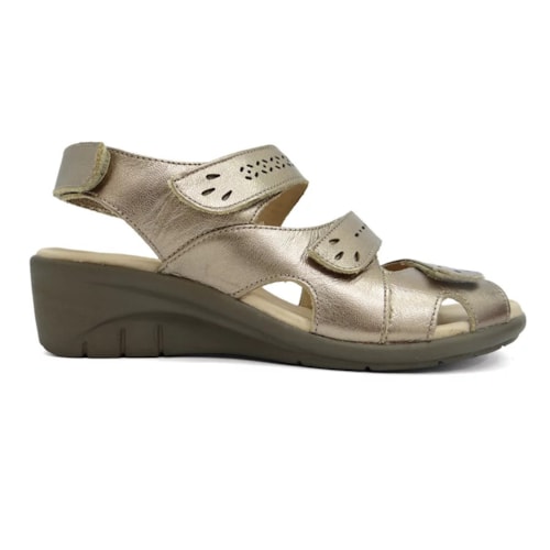 Detalhe - Sandália Opananken Anabela Anatômica 42601 Prata Velha