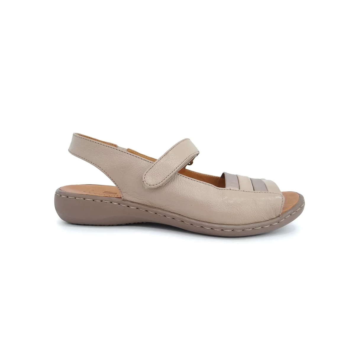 Sandália Opananken de Couro Anatômica 63604 Amendoa/Prata Sandália Opananken de Couro Anatômica 63604 Amendoa/Prata