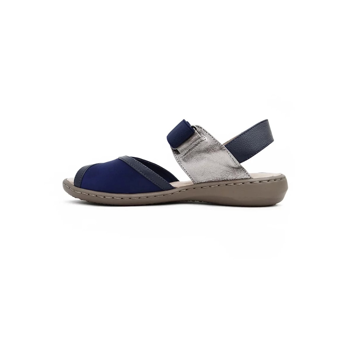 Sandália Opananken de Couro Anatômica 63605 Inox/Marinho Sandália Opananken de Couro Anatômica 63605 Inox/Marinho