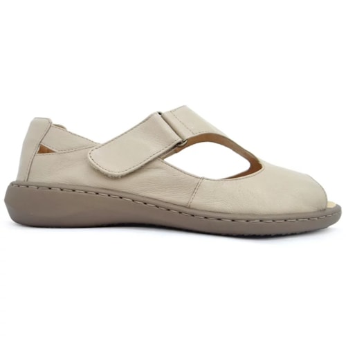 Detalhe - Sandália Opananken de Couro Anatômica 63632 Amendoa