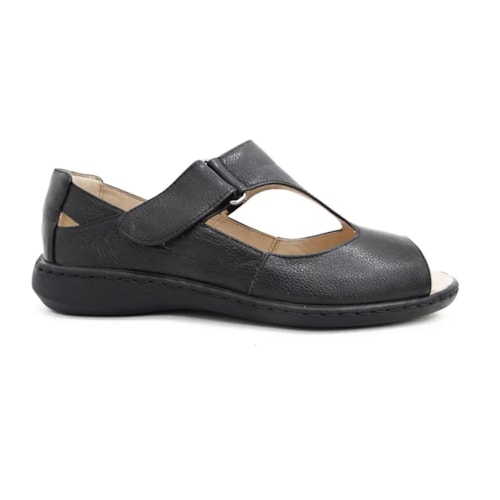 Detalhe - Sandália Opananken de Couro Anatômica 63632 Preto