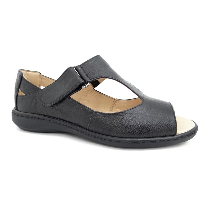 ※Kazurenoma GOLF NYLON VNECK Sandália Opananken de Couro Anatômica 63632 Preto - Linha Conforto