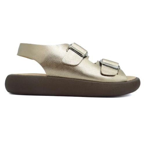 Detalhe - Sandália Opananken De Couro Anatômica 71207 Prata Velha