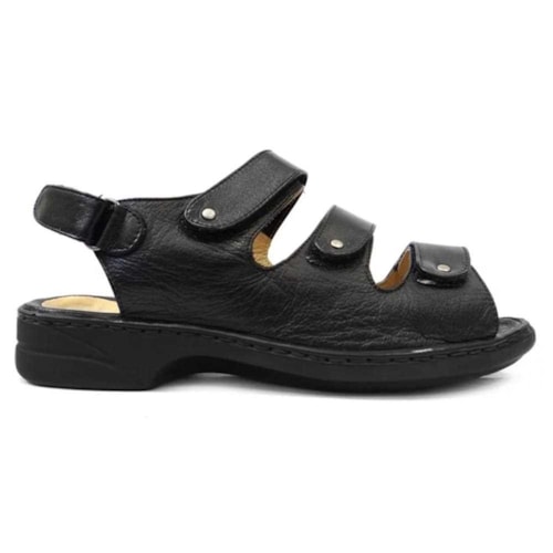 Detalhe - Sandália Opananken de Couro Anatômica 72809 Preto