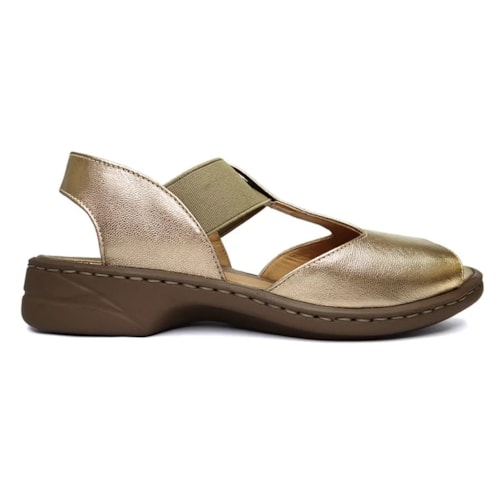 Detalhe - Sandália Opananken De Couro Anatômica 72816 Prata Velha