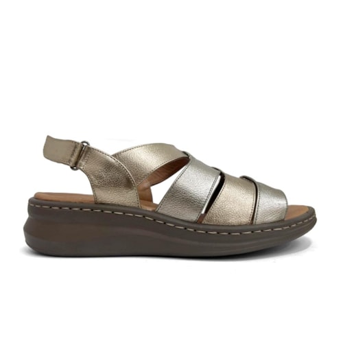 Detalhe - Sandália Opananken Feminina De Couro Anatômica 70308 Inox
