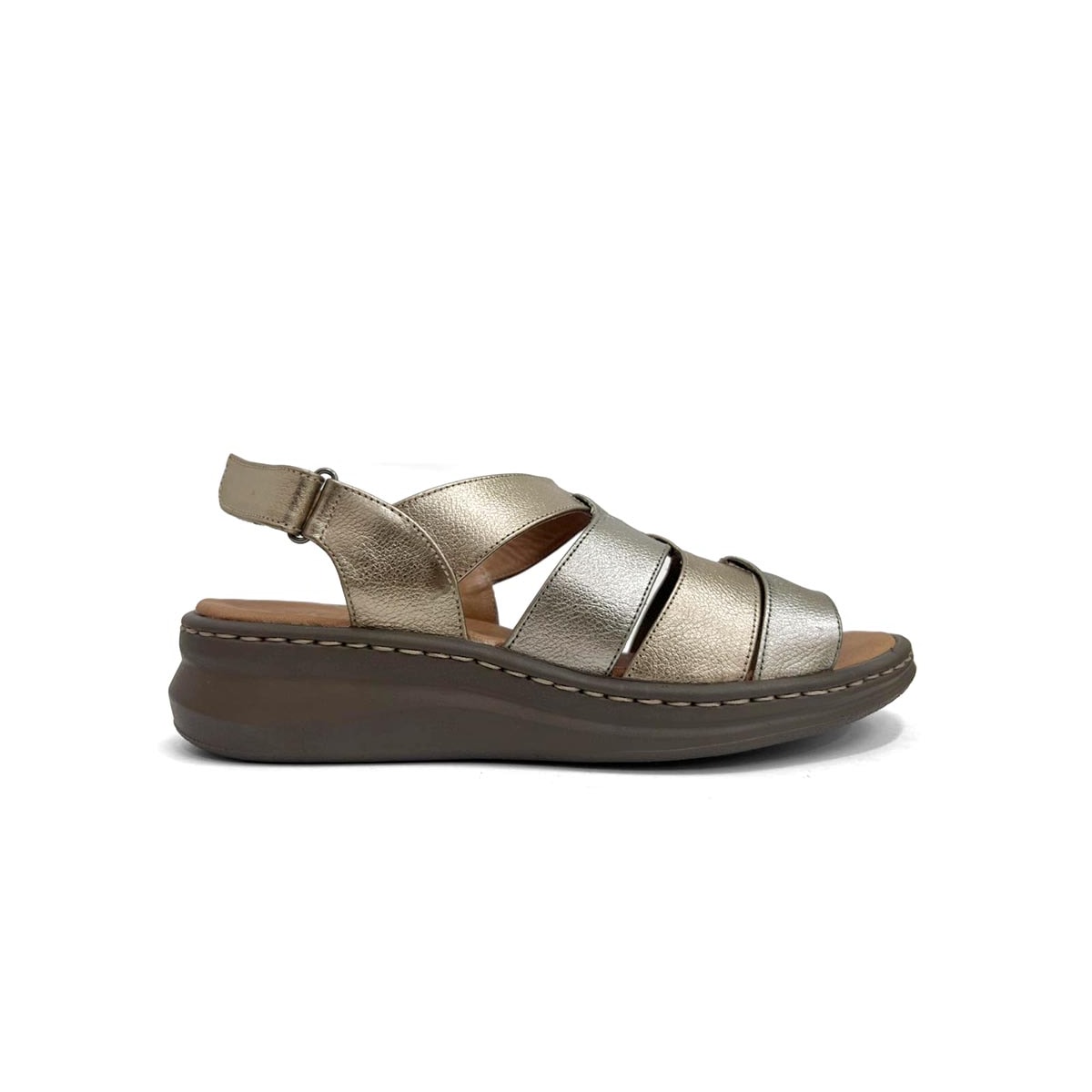 Sandália Opananken Feminina De Couro Anatômica 70308 Inox Sandália Opananken Feminina De Couro Anatômica 70308 Inox