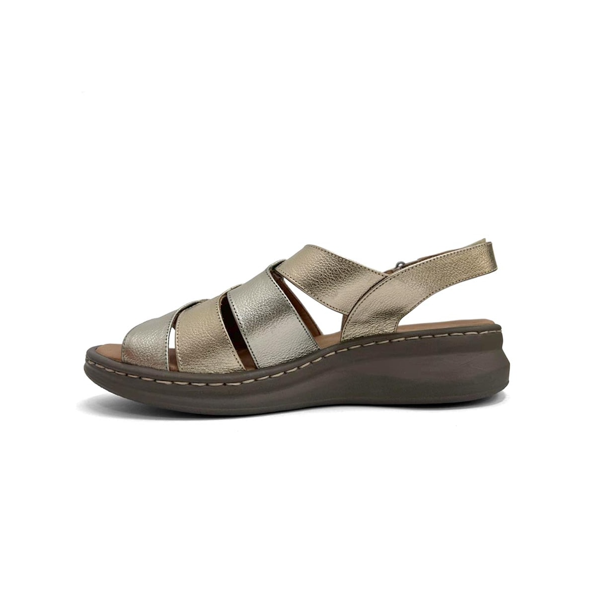 Sandália Opananken Feminina De Couro Anatômica 70308 Inox