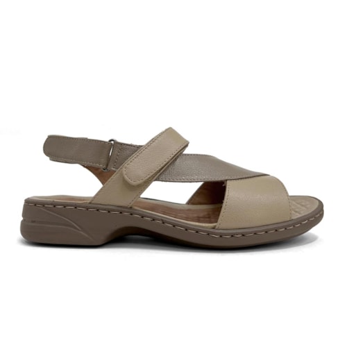 Detalhe - Sandália Opananken Feminina De Couro Anatômica 72823 Amendoa