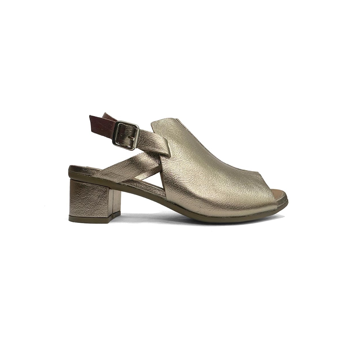 Sandalia Opananken Salto Grosso Anatomica 44425 Prata Velho