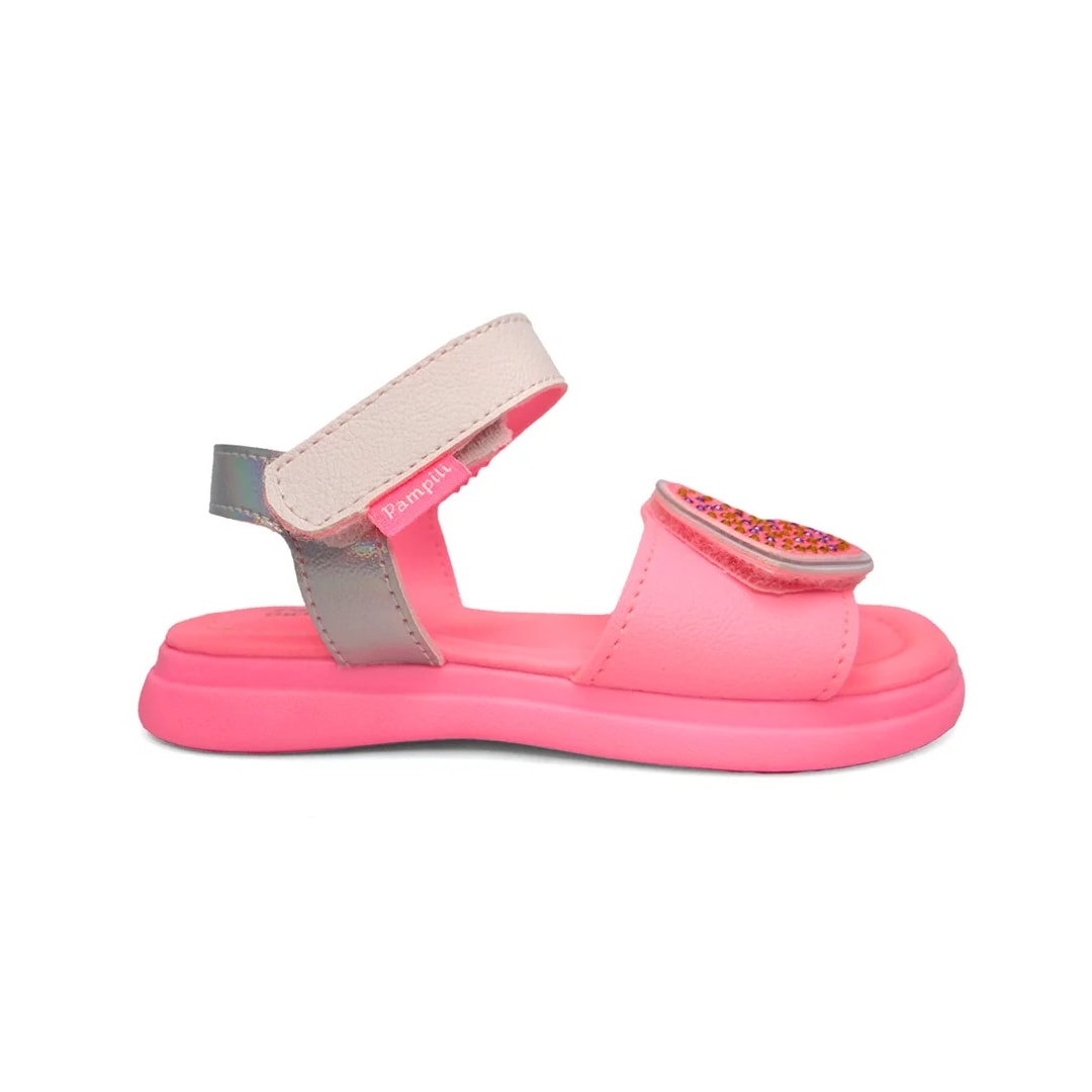 Sandália Pampili Infantil 722004   Branco/Rosa Neon