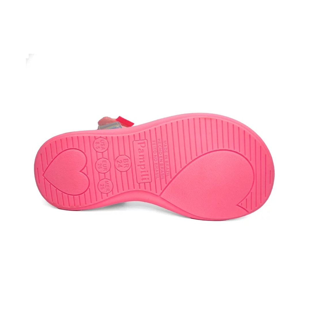 Sandália Pampili Infantil 722004   Branco/Rosa Neon