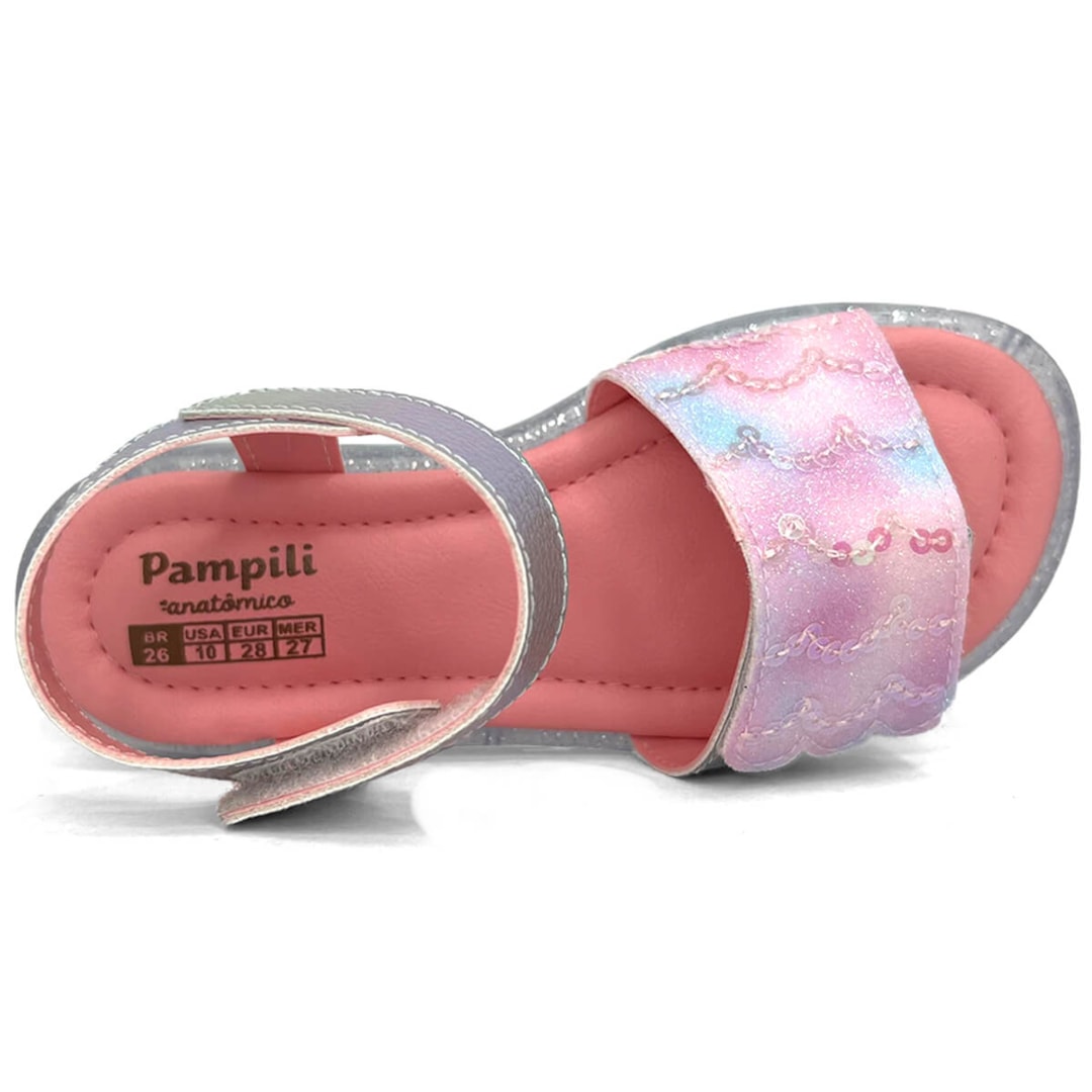 Sandália Pampili Lulli Led 697032 Prata Holografico