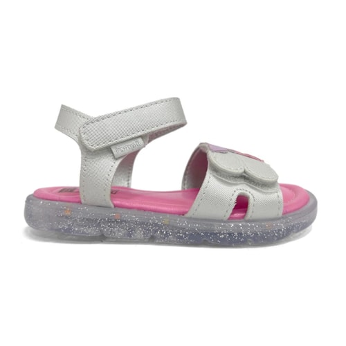 Detalhe - Sandália Pampili Menina Lulli Led 697.057 Prata