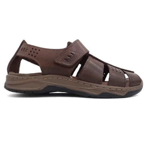 Detalhe - Sandália Pegada Couro Masculina 132256 Cravo