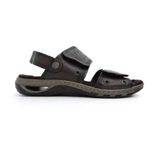 Detalhe - Sandália Pegada de Couro Masculina 131668 Cravo