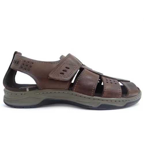Detalhe - Sandália Pegada Masculina de Couro 132202 Pinhao