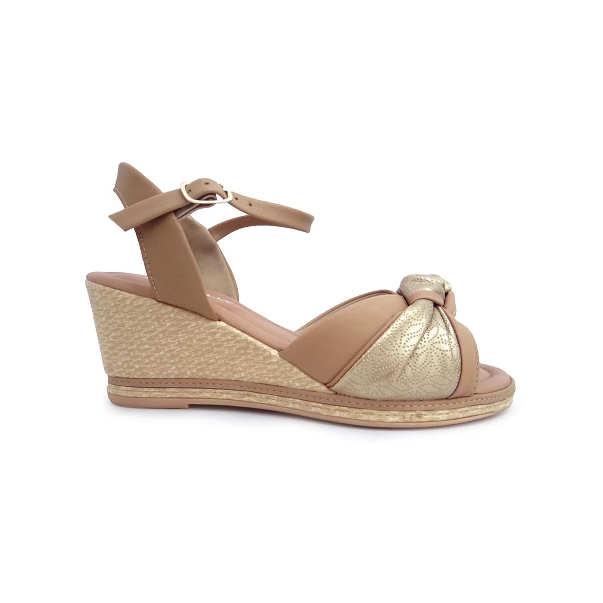 Sandália Piccadilly Anabela Conforto 408203 Nude Claro Sandália Piccadilly Anabela Conforto 408203 Nude Claro