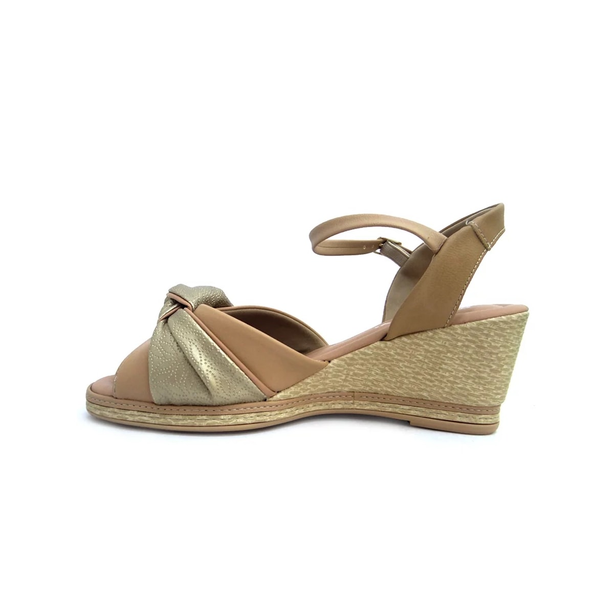Sandália Piccadilly Anabela Conforto 408203 Nude Claro Sandália Piccadilly Anabela Conforto 408203 Nude Claro
