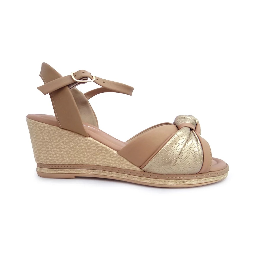 Sandália Piccadilly Anabela Conforto 408203 Nude Claro Sandália Piccadilly Anabela Conforto 408203 Nude Claro