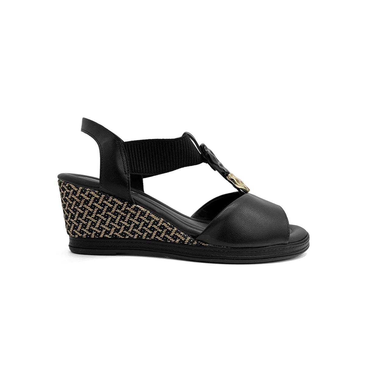 Sandália Piccadilly Anabela Conforto 408240 Preto Sandália Piccadilly Anabela Conforto 408240 Preto