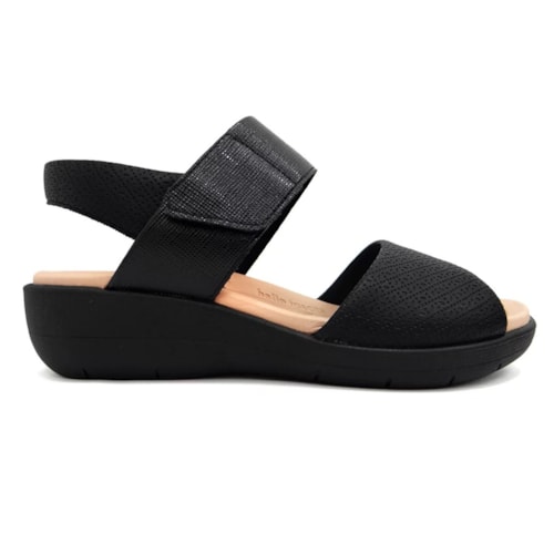 Detalhe - Sandália Piccadilly Anabela Joanete 239016 Preto