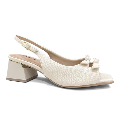 Sandália Piccadilly Bloco Renee Slingback 543109 Off White