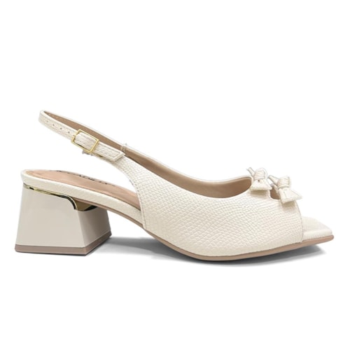 Detalhe - Sandália Piccadilly Bloco Renee Slingback 543109 Off White
