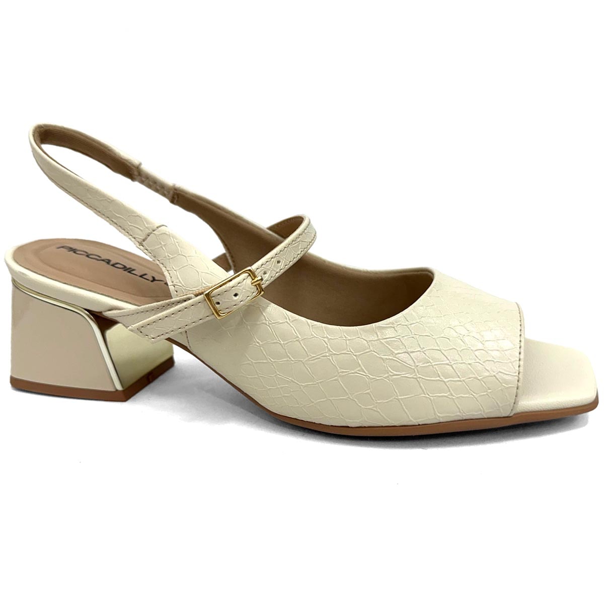 Sandália Piccadilly Conforto Salto Bloco 543083 Off White Sandália Piccadilly Conforto Salto Bloco 543083 Off White