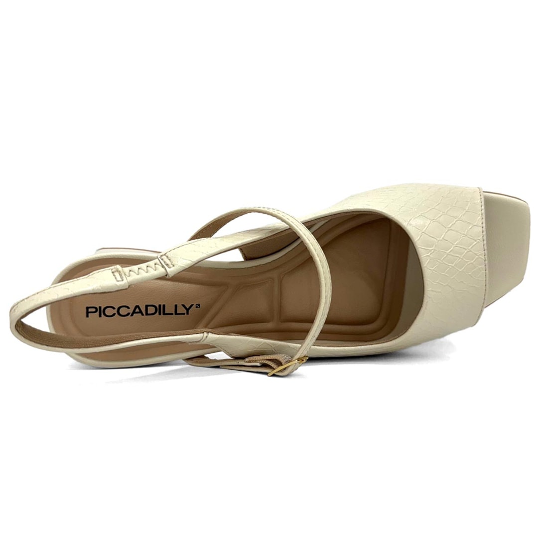 Sandália Piccadilly Conforto Salto Bloco 543083 Off White Sandália Piccadilly Conforto Salto Bloco 543083 Off White