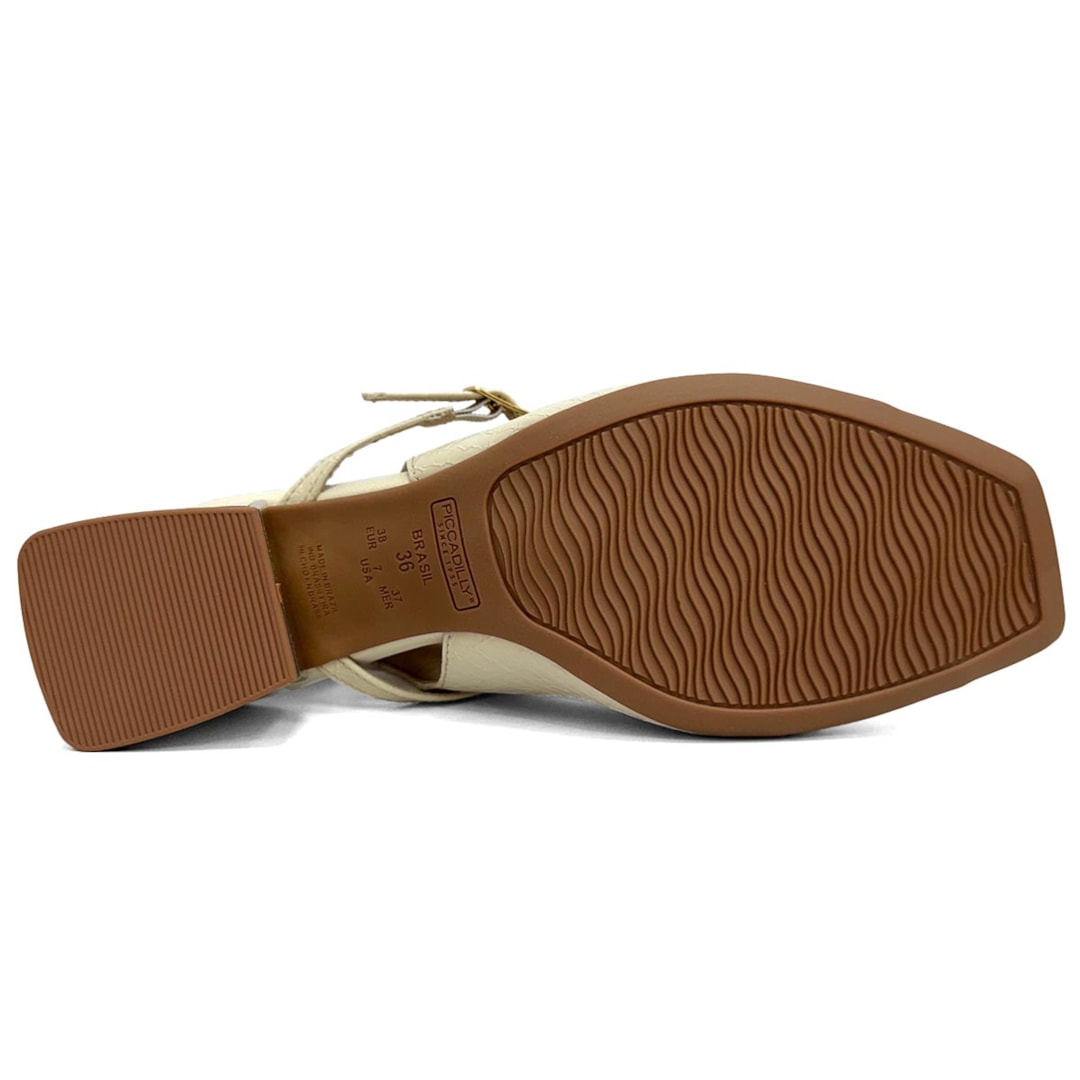 Sandália Piccadilly Conforto Salto Bloco 543083 Off White