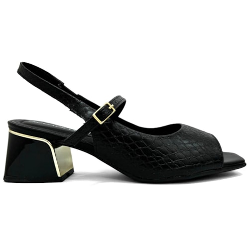 Detalhe - Sandália Piccadilly Conforto Salto Bloco 543083 Preto