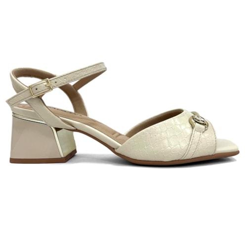 Detalhe - Sandália Piccadilly Conforto Salto Bloco 543084 Off White