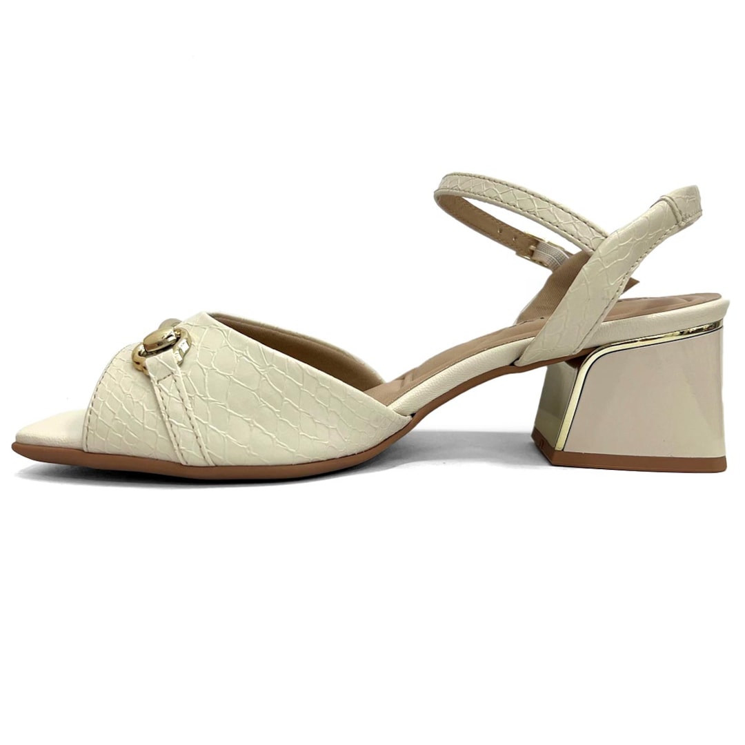 Sandália Piccadilly Conforto Salto Bloco 543084 Off White