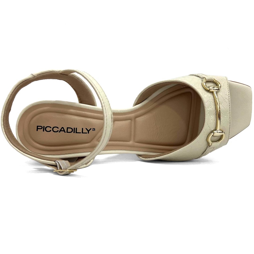 Sandália Piccadilly Conforto Salto Bloco 543084 Off White