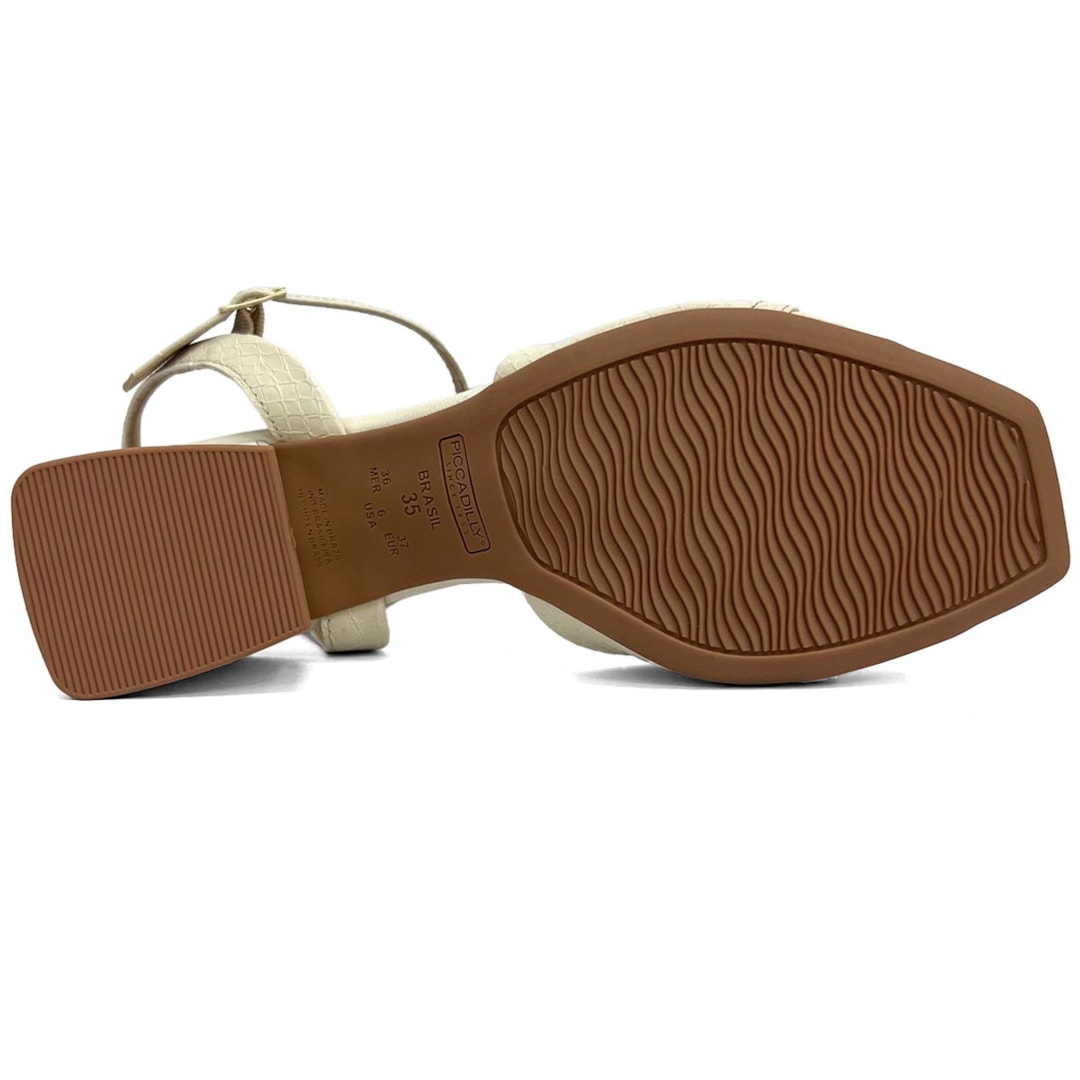 Sandália Piccadilly Conforto Salto Bloco 543084 Off White
