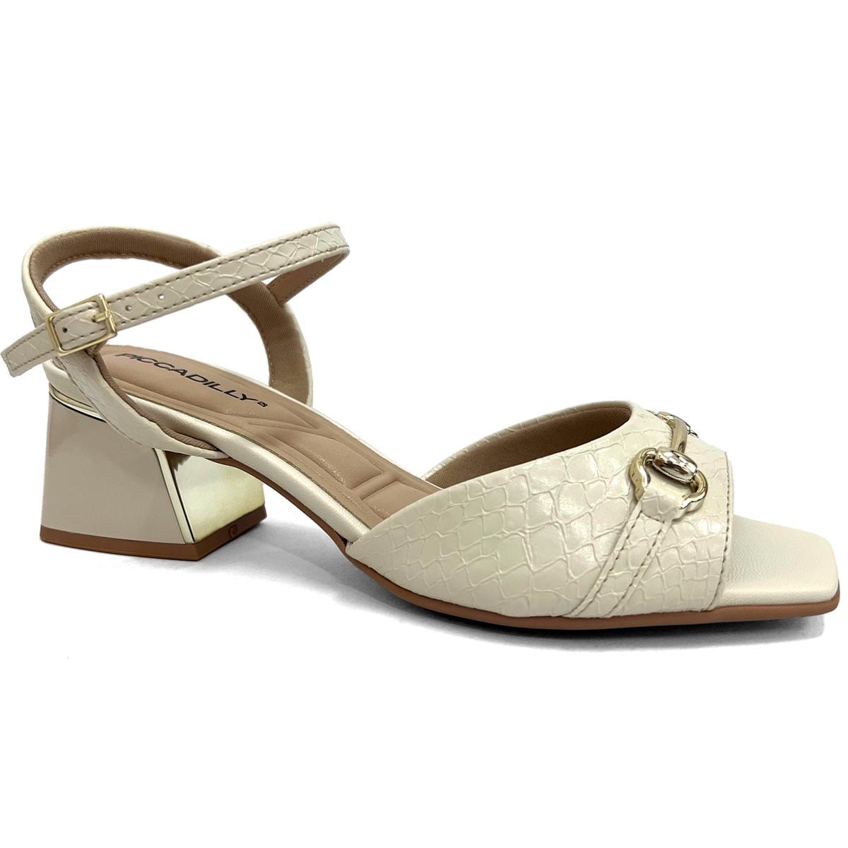 Sandália Piccadilly Conforto Salto Bloco 543084 Off White Sandália Piccadilly Conforto Salto Bloco 543084 Off White