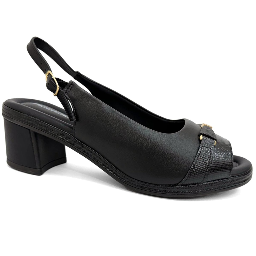 Sandália Piccadilly Conforto Salto Bloco 566058 Preto