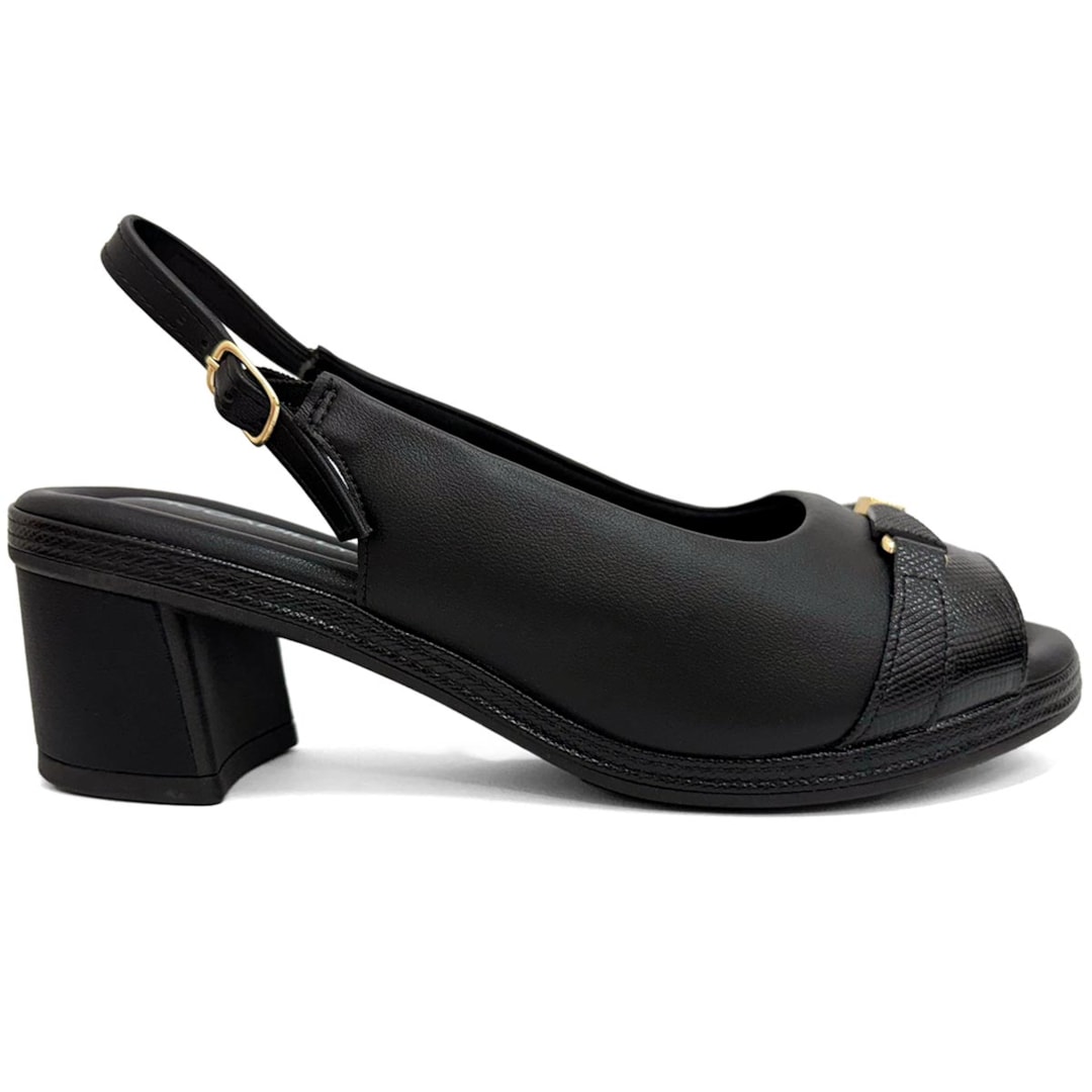 Sandália Piccadilly Conforto Salto Bloco 566058 Preto