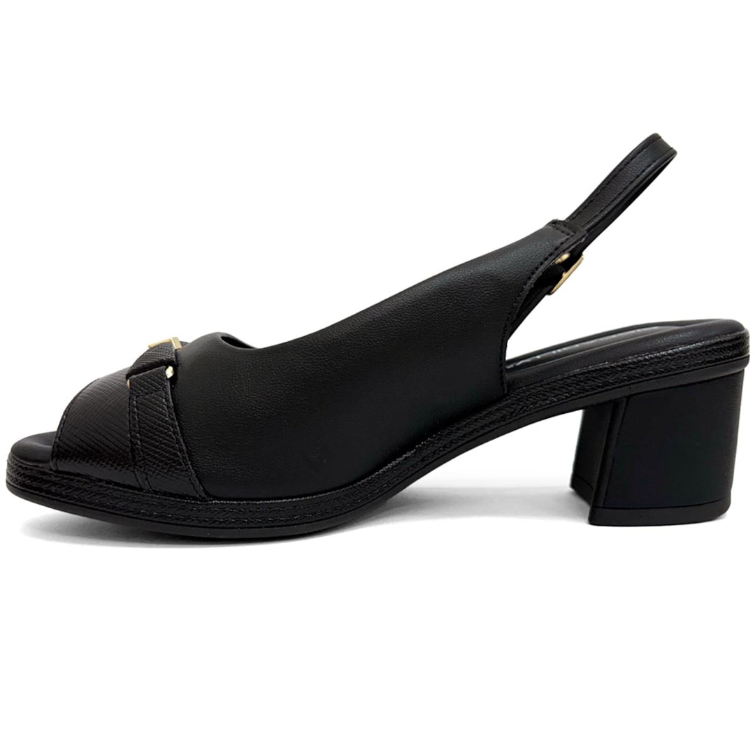 Sandália Piccadilly Conforto Salto Bloco 566058 Preto