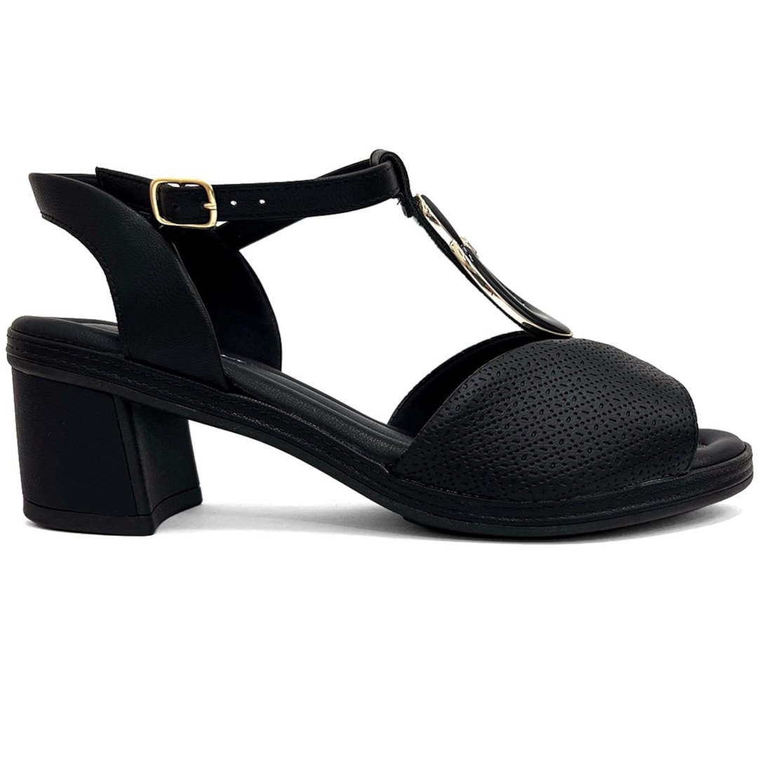 Sandália Piccadilly Conforto Salto Bloco 566060 Preto