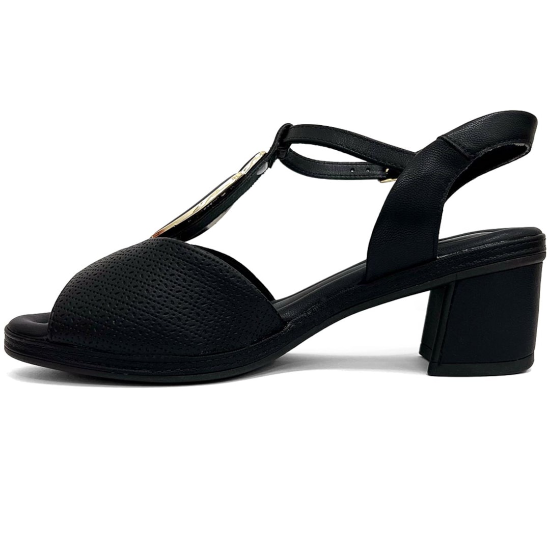 Sandália Piccadilly Conforto Salto Bloco 566060 Preto