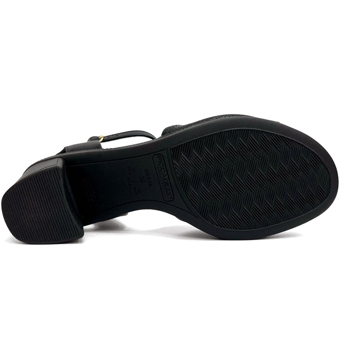 Sandália Piccadilly Conforto Salto Bloco 566060 Preto